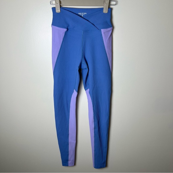 Year of Ours Veronica Crossover Waist Thermal Waffle Knit Leggings Two Tone XS - Picture 1 of 8